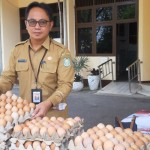 Kadisket Pangan Kalbar, Heronimus Hero menunjukkan telur siap salur dalam gelar pangan murah (ANTARA/Dedi)-1671605549