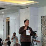 Menteri BUMN Erick Thohir dalam konferensi pers di Jakarta, Senin (2/1/2023). ANTARA/Aji Cakti-1672647791