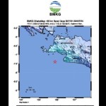 Peta gempa berkekuatan magnitudo 5,2 di selatan Banten, Selasa (7/2/2023). (ANTARA/HO-BMKG)-1675744404