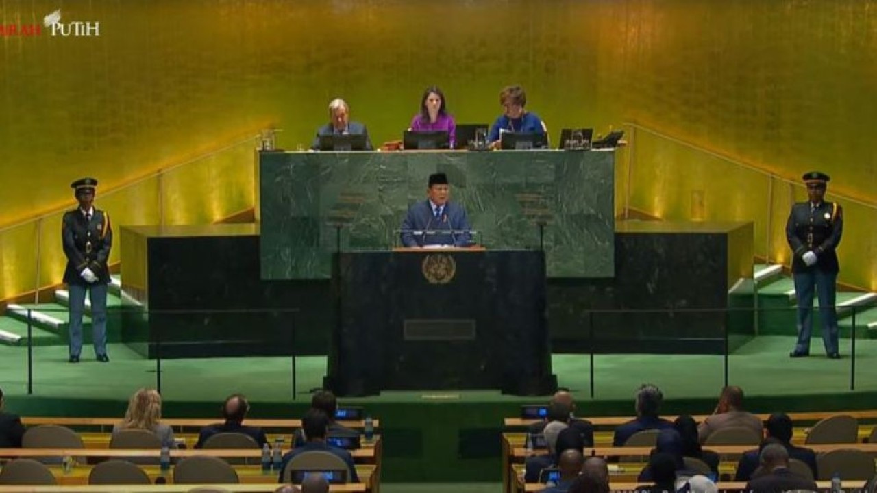 Presiden Prabowo Subianto dalam Sidang Umum PBB. (Foto: Tangkapan layer YouTube)