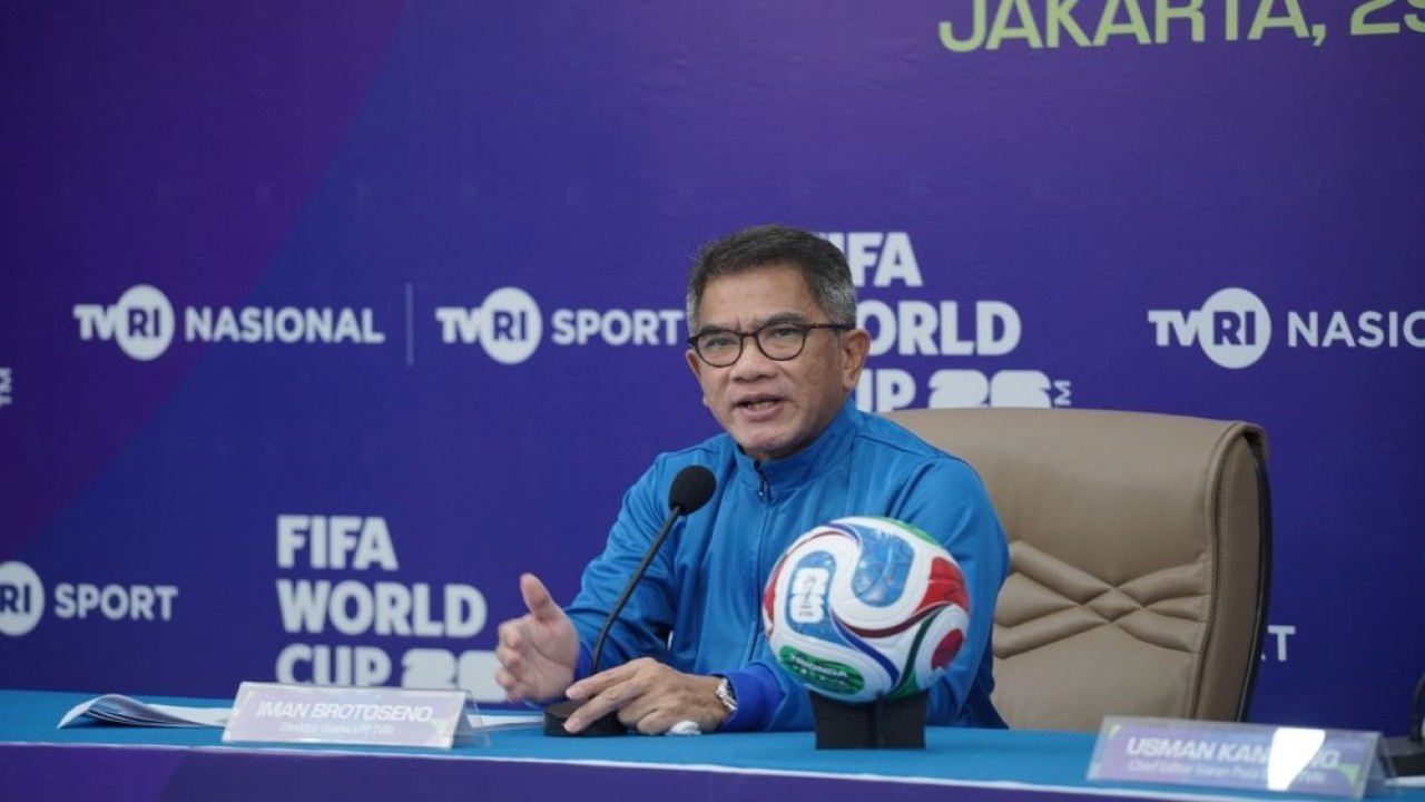Direktur Utama LPP TVRI, Iman Brotoseno, menyampaikan TVRI telah resmi memegang hak siar Piala Dunia 2026 untuk wilayah Indonesia. (Foto: Istimewa)