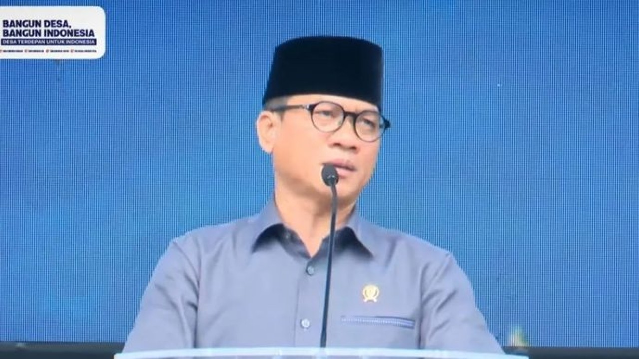 Tangkapan layar - Menteri Desa dan Pembangunan Daerah Tertinggal (Mendes PDT) Yandri Susanto memberikan sambutan dalam Peringatan Hari Desa Nasional 2026, seperti diikuti secara daring di Jakarta, Kamis, 15 Januari 2026. ANTARA/Tri Meilani Ameliya. (Antara)