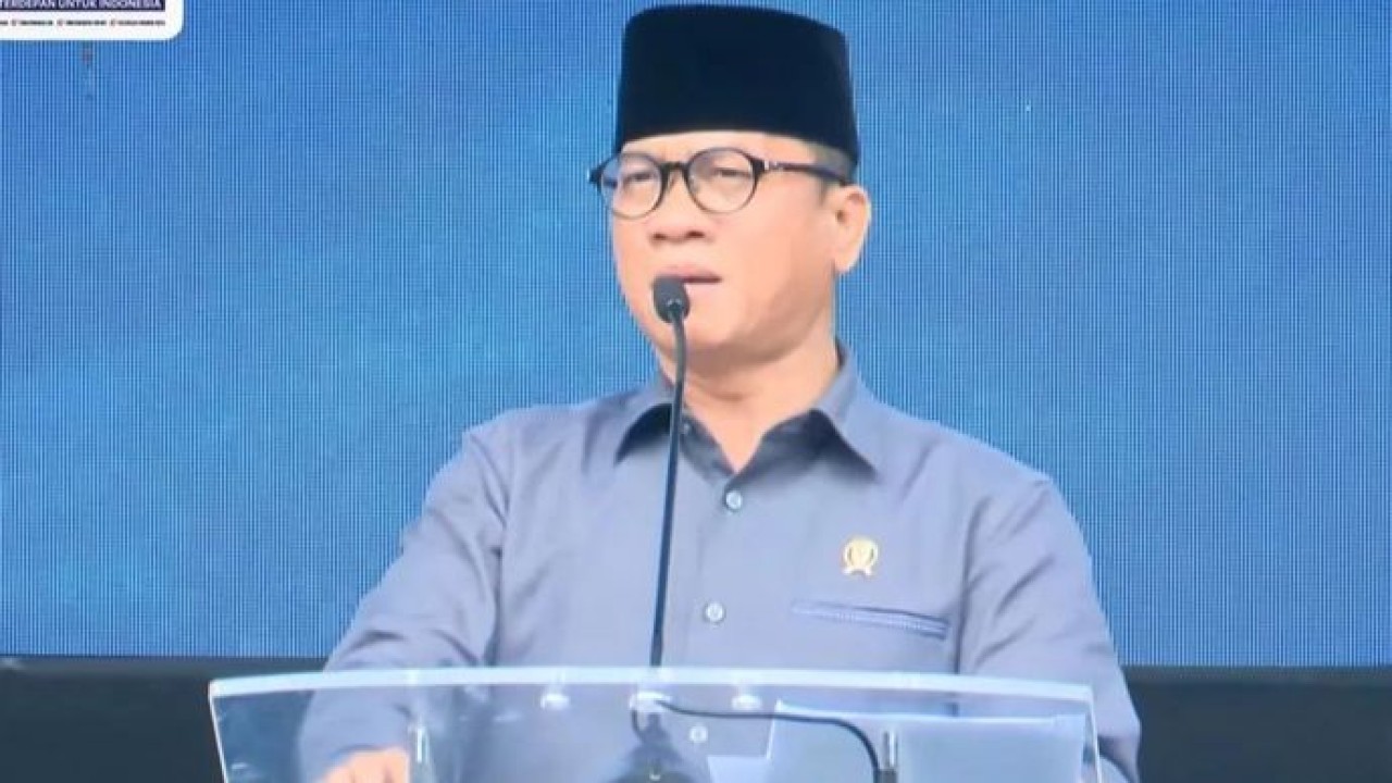 Tangkapan layar - Menteri Desa dan Pembangunan Daerah Tertinggal (Mendes PDT) Yandri Susanto memberikan sambutan dalam Peringatan Hari Desa Nasional 2026, seperti diikuti secara daring di Jakarta, Kamis, 15 Januari 2026. ANTARA/Tri Meilani Ameliya. (Antara)