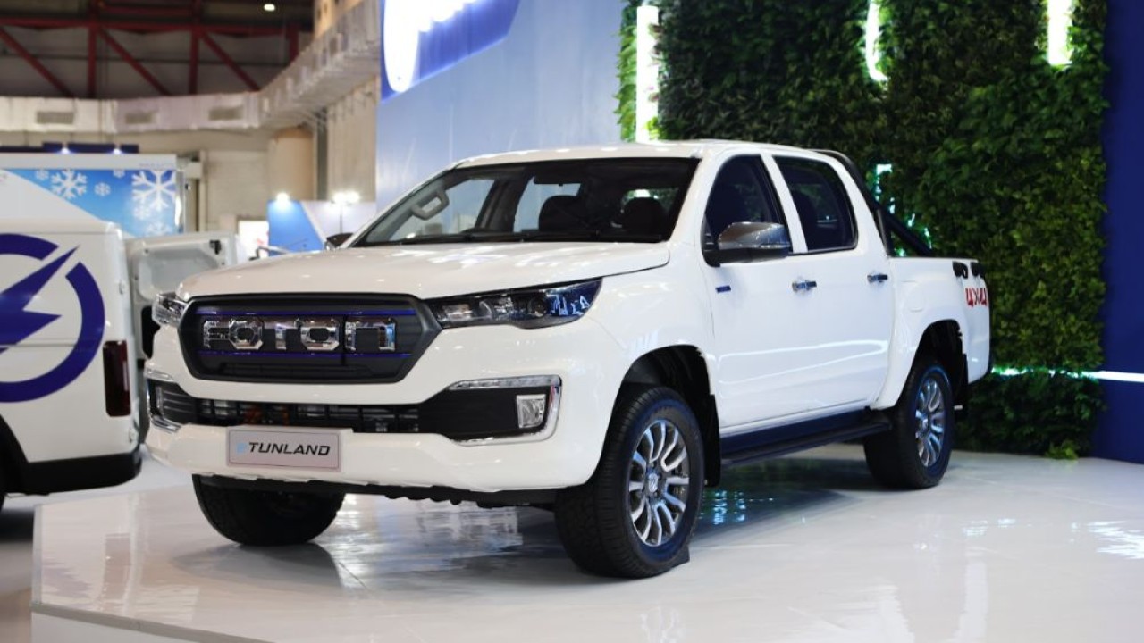 Foton menghadirkan dua kendaraan listrik komersial unggulan, yakni eTUNLAND dan eVIEW Connect di GIICOMVEC 2026. (Foto: Dok/Istimewa)