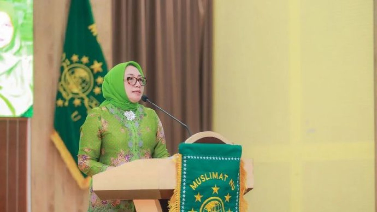 Menteri Pemberdayaan Perempuan dan Perlindungan Anak Arifah Fauzi saat membuka peringatan Harlah ke-80 Muslimat NU di Yogyakarta. ANTARA/HO-KemenPPPA (Antara)