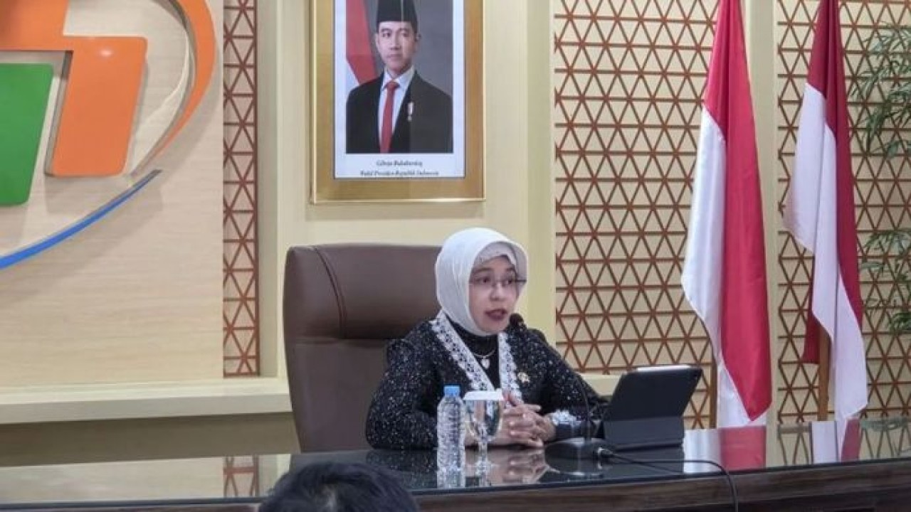 Kepala BPS Amalia Adininggar Widyasanti dalam konferensi pers di Jakarta, Selasa 5 Mei 2026 ANTARA/Bayu Saputra. (Antara)