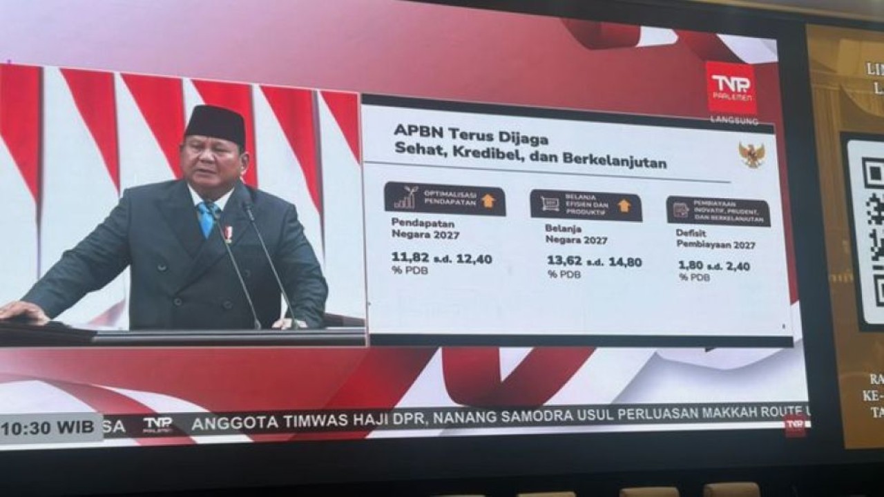 Presiden Prabowo Subianto dalam Sidang Paripurna di Komplek Parlemen. (Foto: NTVnews)
