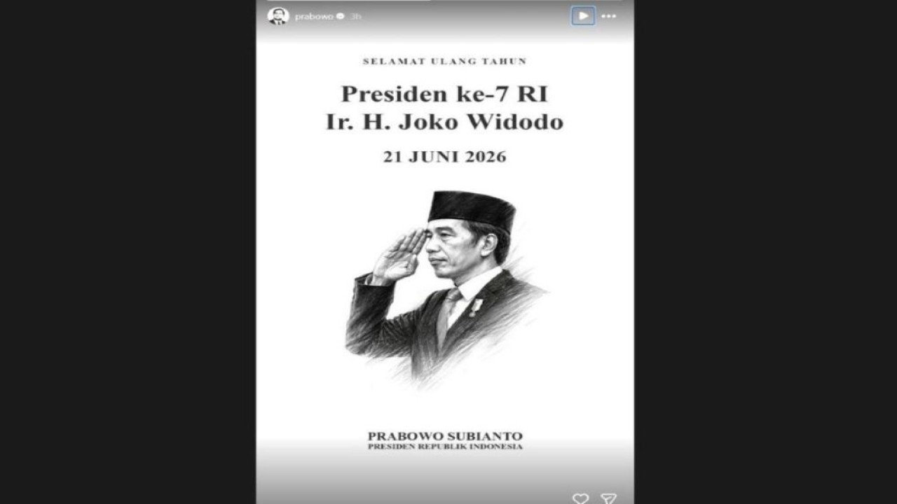 Presiden ke-7 RI, Joko Widodo (Jokowi). (Foto: Instagram @prabowo)