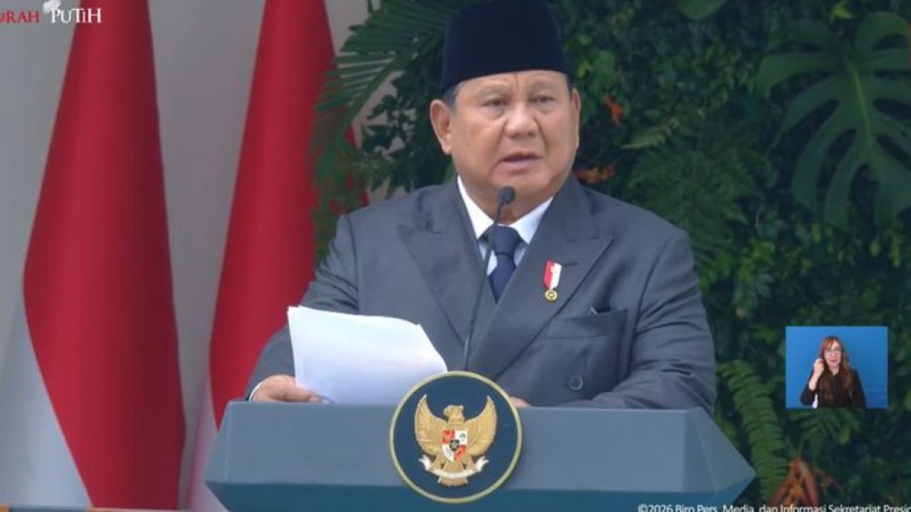 Presiden Prabowo Subianto saat memimpin Upacara Peringatan Hari Lahir Pancasila di Gedung Pancasila, Jakarta, Senin, 1 Juni 2026. (Foto: Istimewa)