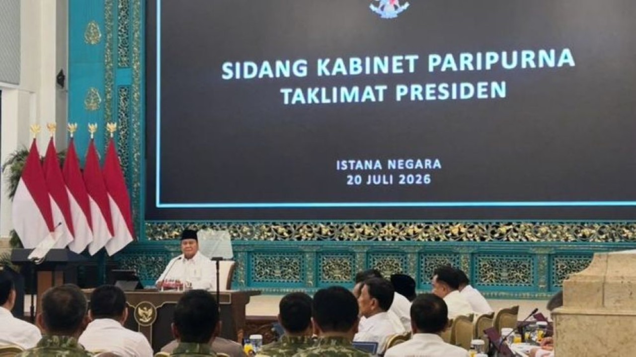 Presiden Prabowo Subianto memimpin Sidang Kabinet Paripurna di Istana Negara, Senin, 20 Juli 2026. (Foto: NTVnews)
